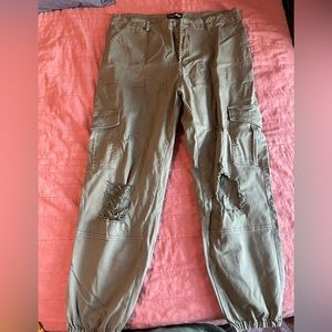 FASHION NOVA olive green cargo joggers
